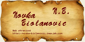 Novka Biolanović vizit kartica